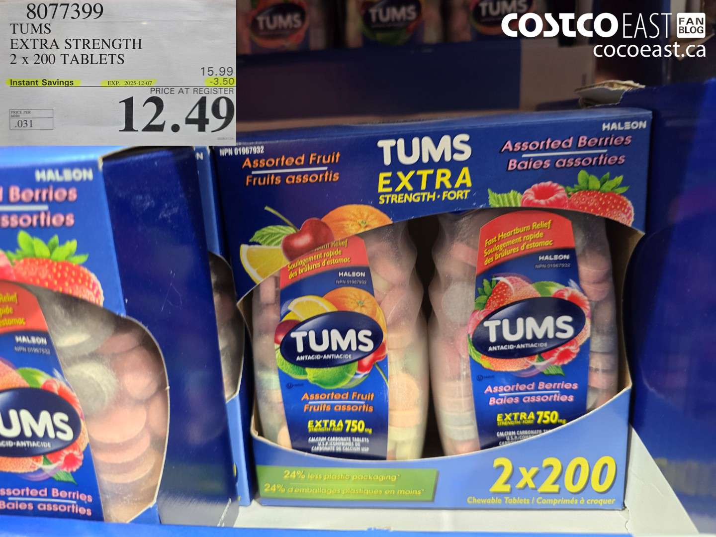 8077399 TUMS EXTRA STRENGTH 2x 200 TABLETS ($3.50 INSTANT SAVINGS EXPIRES ON 2025-12-07) $12.49