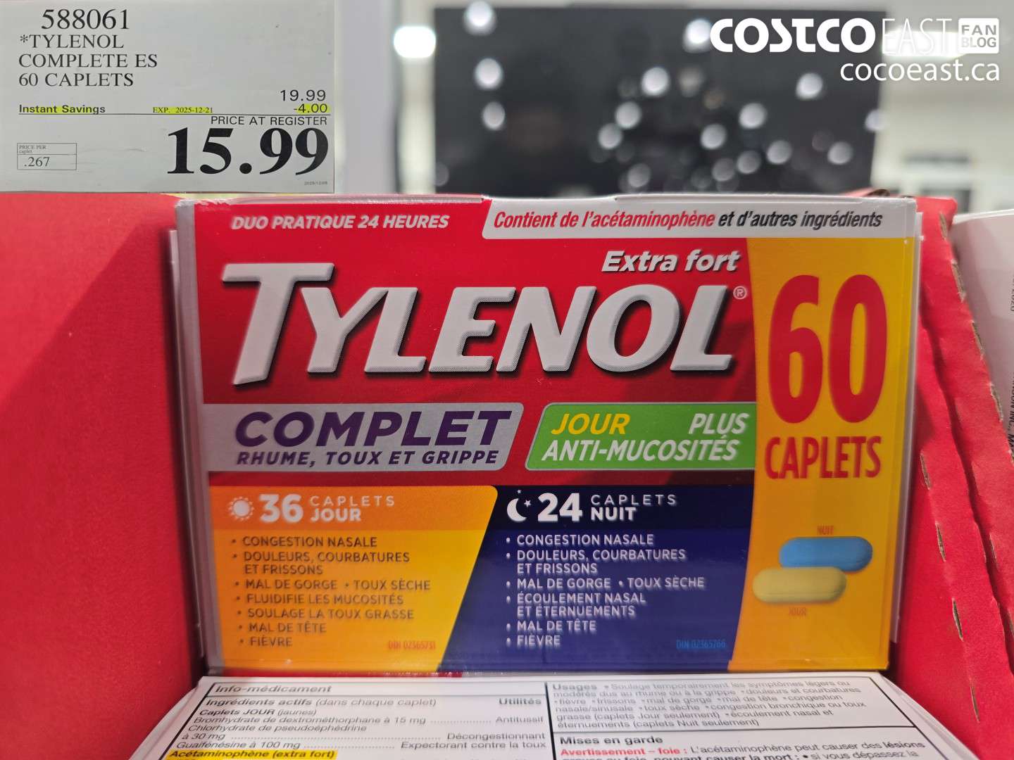 588061 TYLENOL COMPLETE ES 60 CAPLETS ($4.00 INSTANT SAVINGS EXPIRES ON 2025-12-21) $15.99
