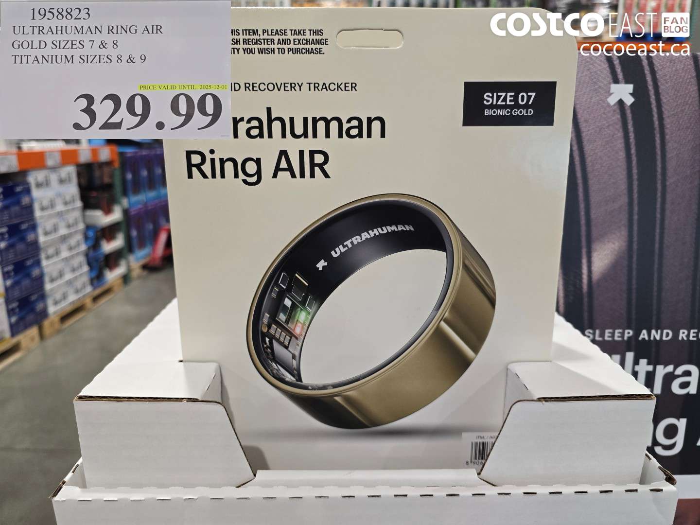 1958823 ULTRAHUMAN RING AIR GOLD SIZES 7 & 8 TITANIUM SIZES 8 & 9 $329.99