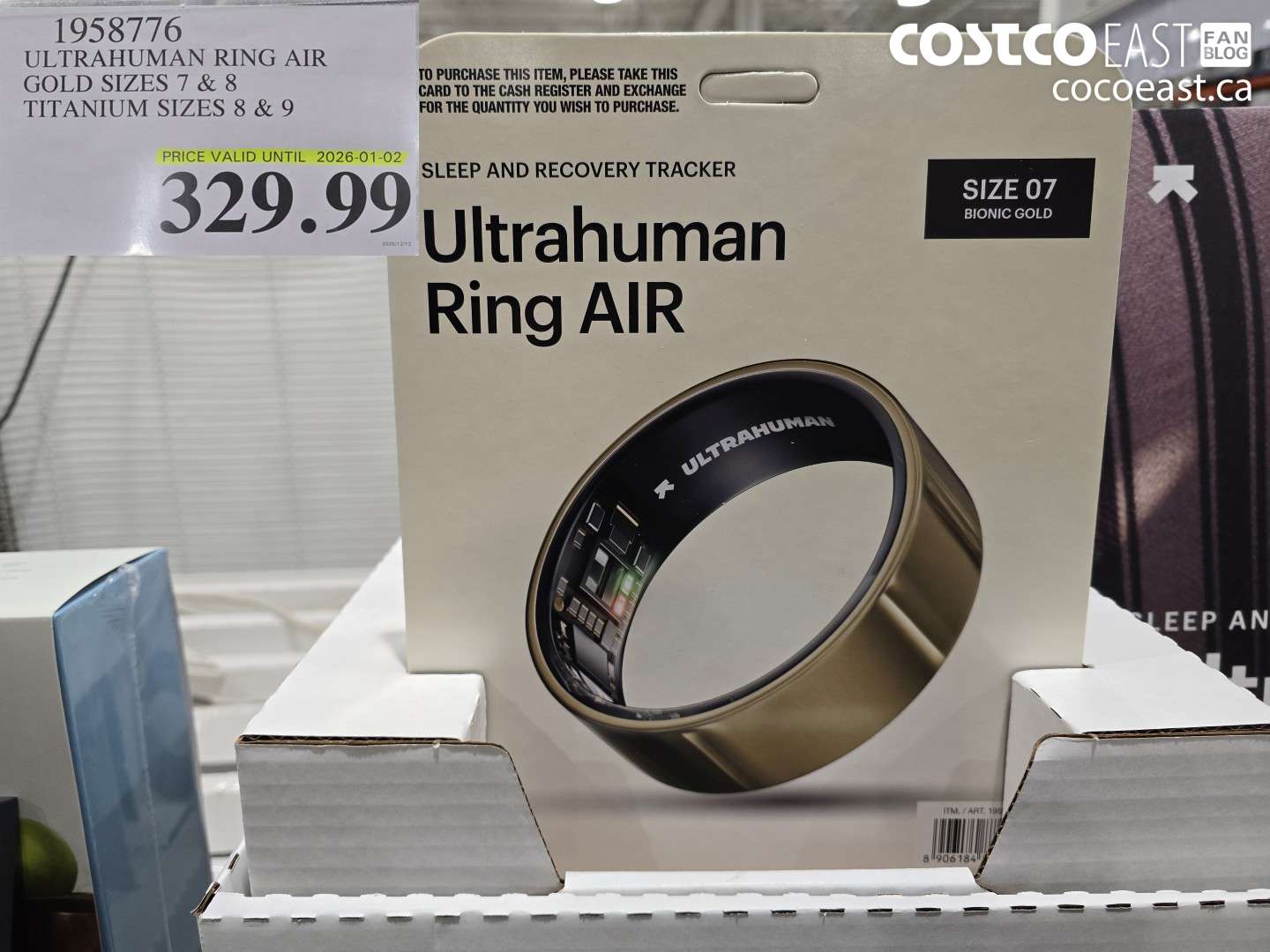 1958776 ULTRAHUMAN RING AIR GOLD SIZES 7 & 8 TITANIUM SIZES 8 & 9 $329.99