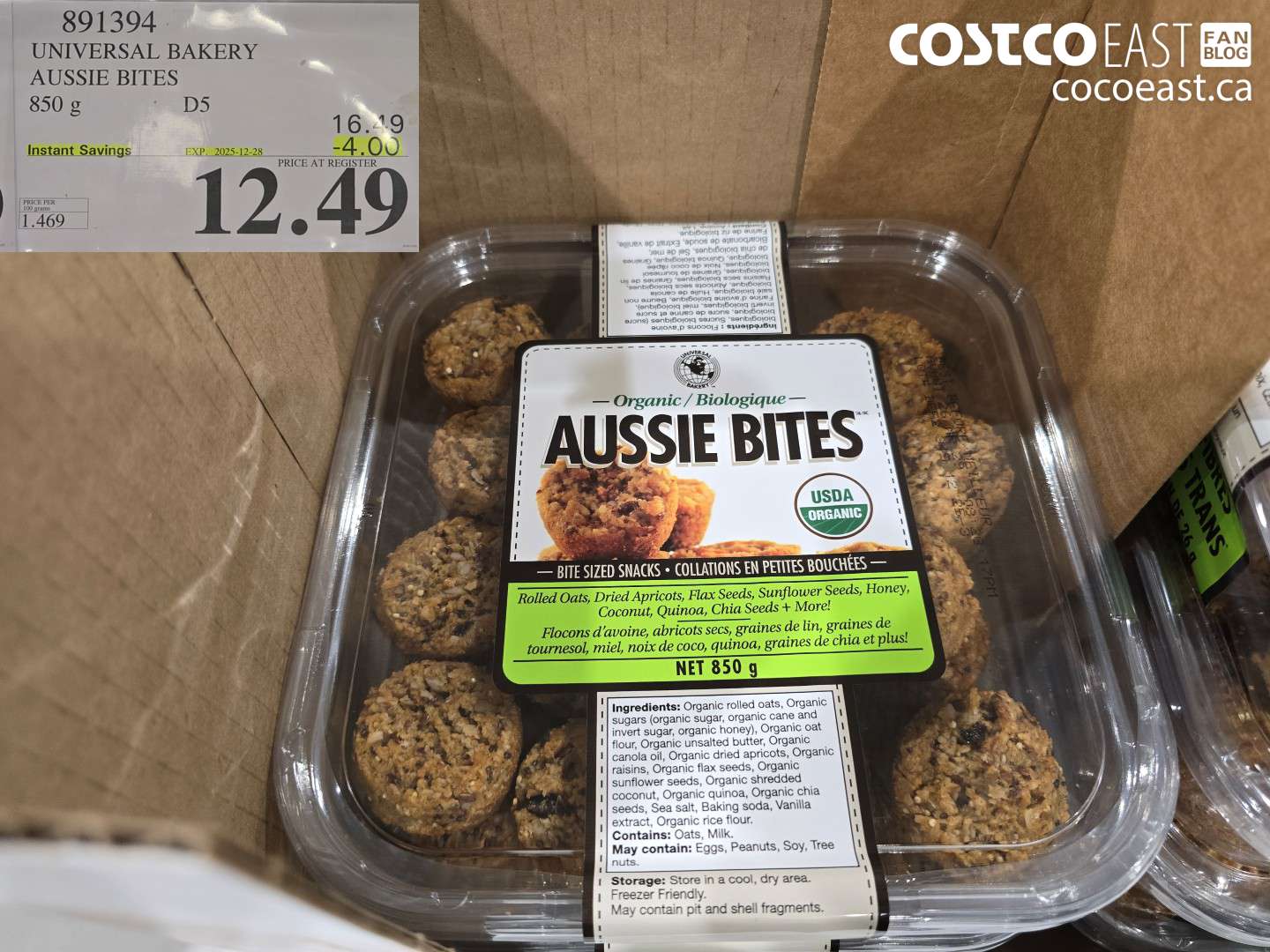 891394 UNIVERSAL BAKERY AUSSIE BITES 850 G ($4.00 INSTANT SAVINGS EXPIRES ON 2025-12-28) $12.49
