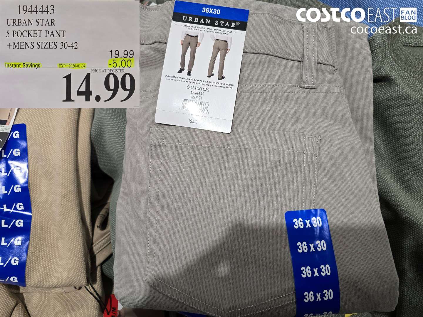 1944443 URBAN STAR 5 POCKET PANT +MENS SIZES 30-42 ($5.00 INSTANT SAVINGS EXPIRES ON 2026-01-04) $14.99