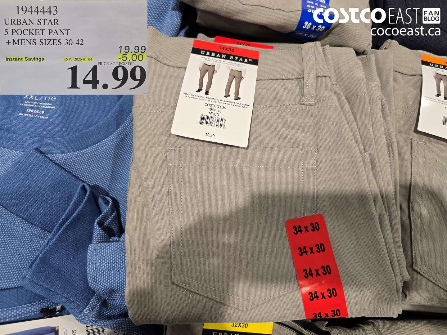 1944443 URBAN STAR 5 POCKET PANT +MENS SIZES 30-42 ($5.00 INSTANT SAVINGS EXPIRES ON 2026-01-04) $14.99