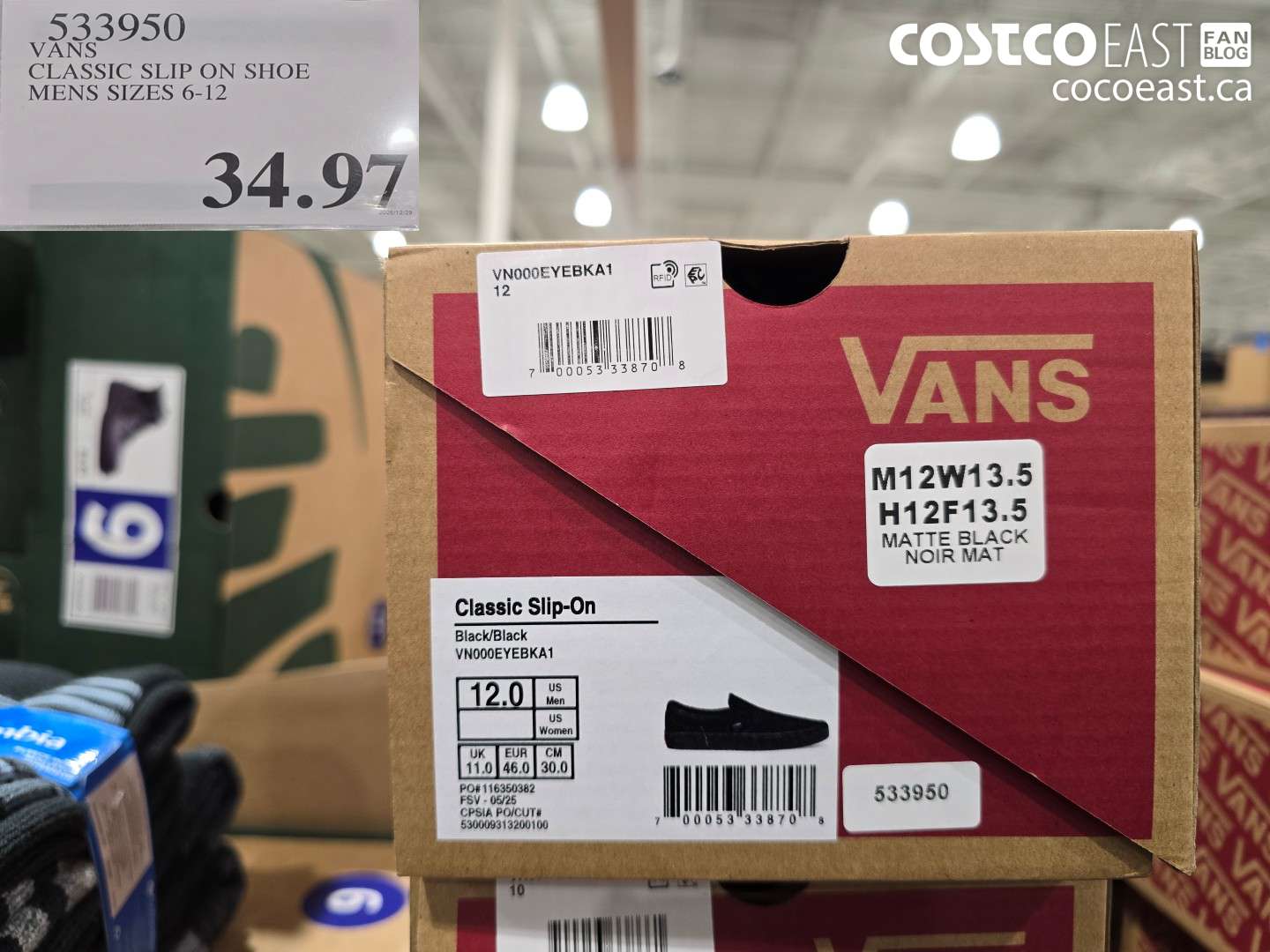 533950 VANS CLASSIC SLIP ON SHOE MENS SIZES 6-12 $34.97