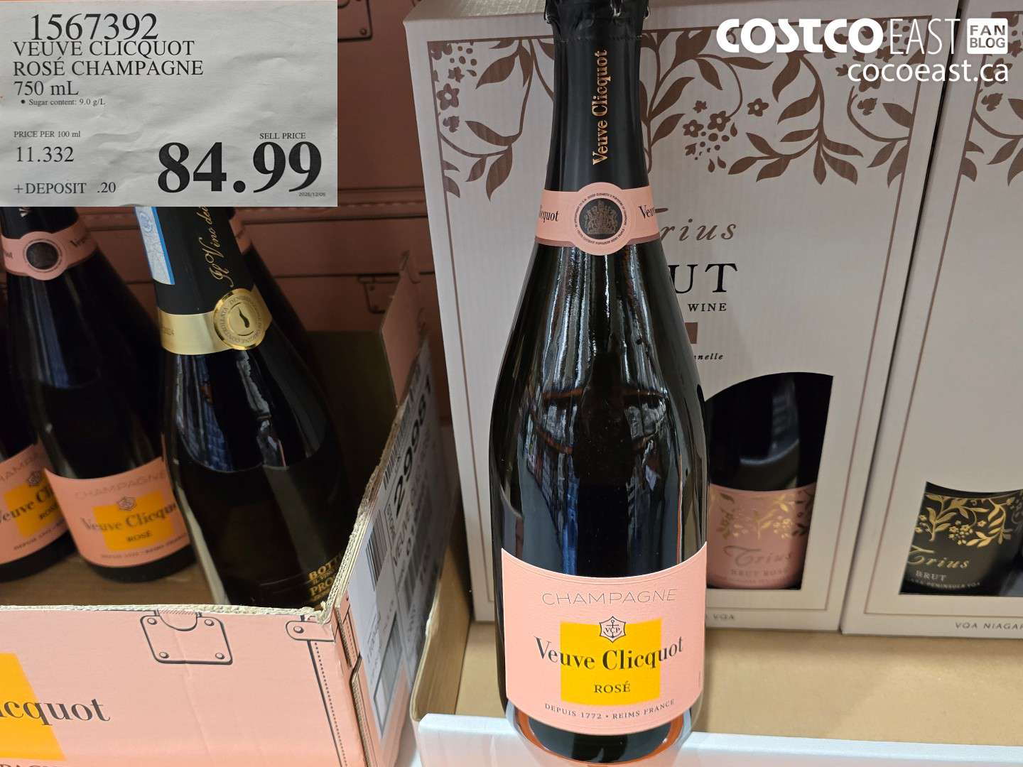 1567392 VEUVE CLICQUOT ROSE CHAMPAGNE 750 ML $84.99