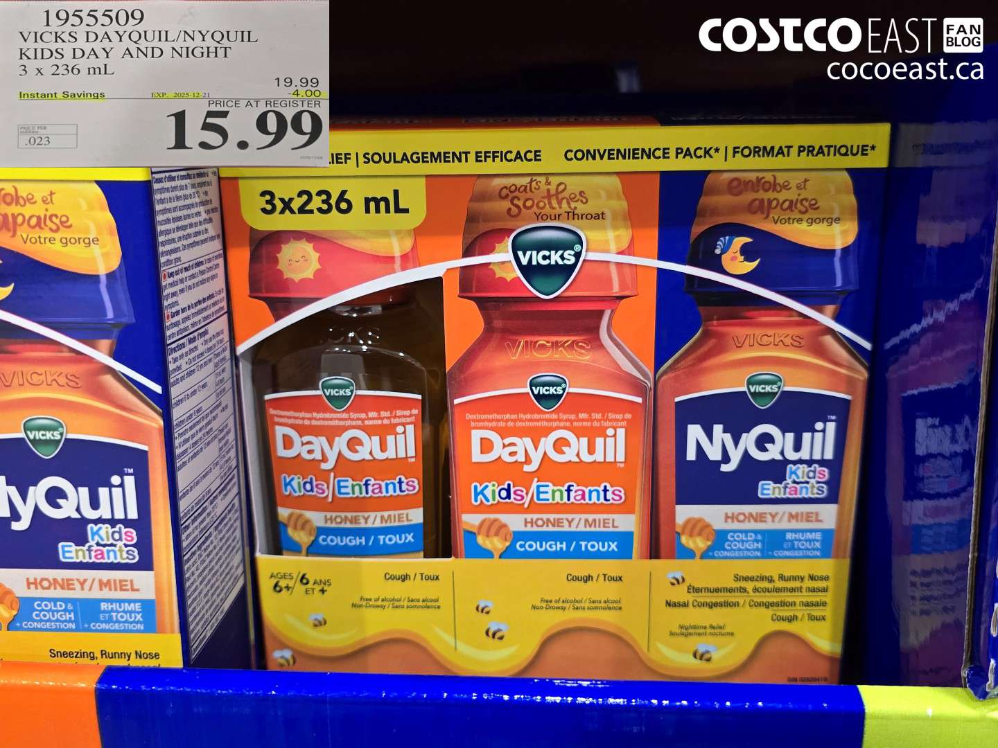 1955509 VICKS DAYQUIL/NYQUIL KIDS DAY AND NIGHT 3 x 236 mL ($4.00 INSTANT SAVINGS EXPIRES ON 2025-12-21) $15.99