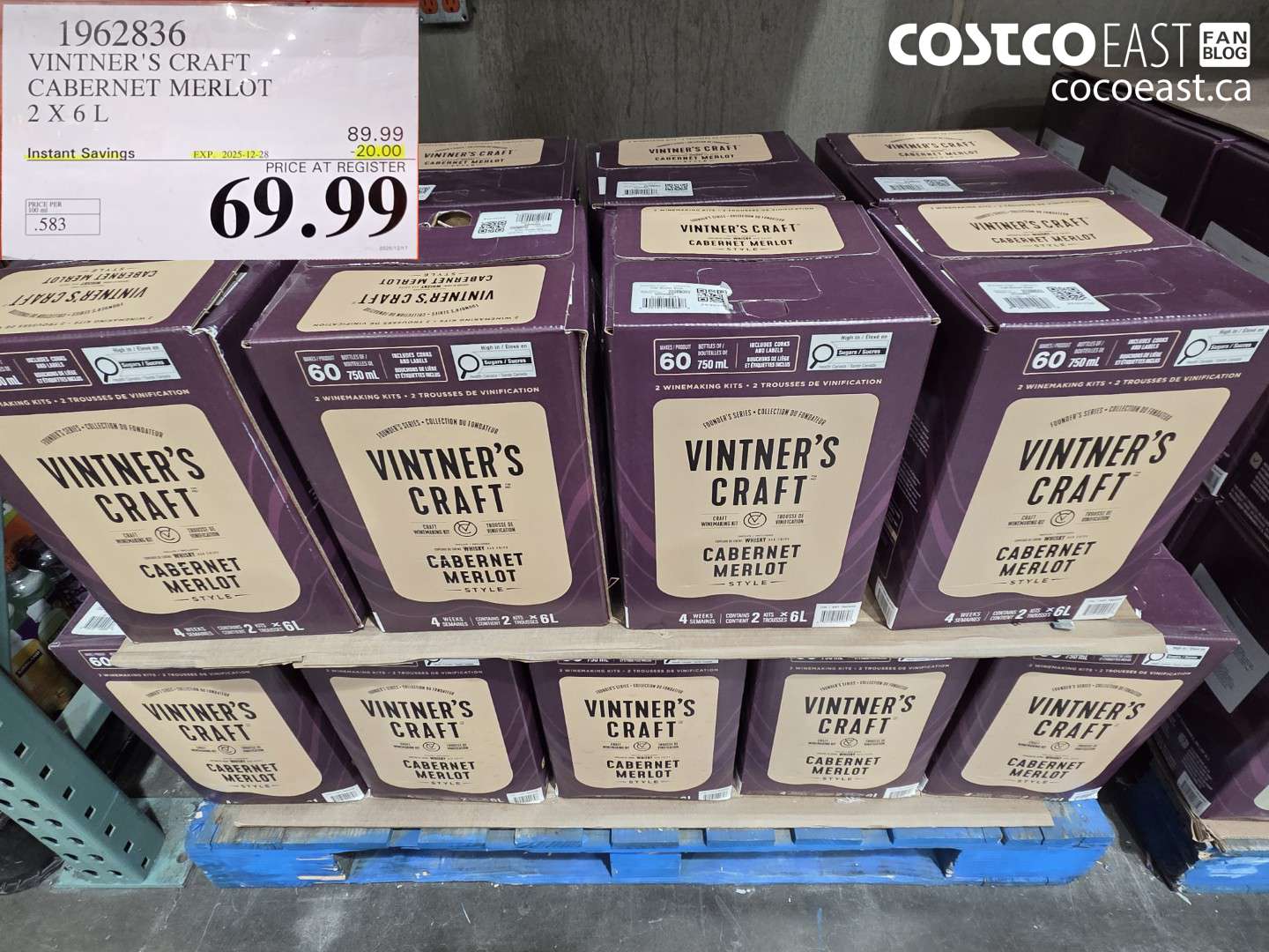 1962836 VINTNER'S CRAFT CABERNET MERLOT 2 X 6 L ($20.00 INSTANT SAVINGS EXPIRES ON 2025-12-28) $69.99