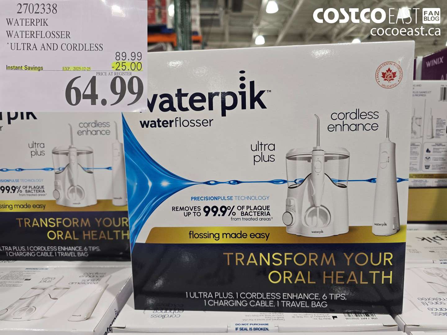 2702338 WATERPIK WATERFLOSSER ‘ULTRA AND CORDLESS ($25.00 INSTANT SAVINGS EXPIRES ON 2025-12-25) $64.99