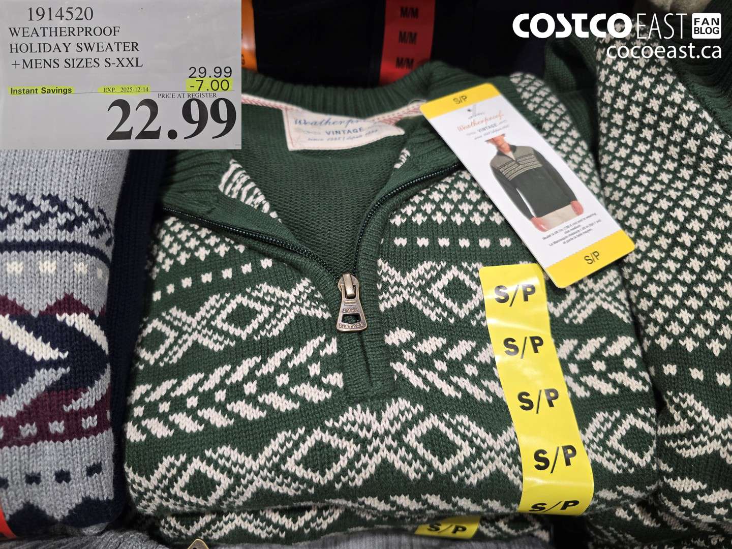1914520 WEATHERPROOF HOLIDAY SWEATER + MENS SIZES S-XXL ($7.00 INSTANT SAVINGS EXPIRES ON 2025-12-14) $22.99