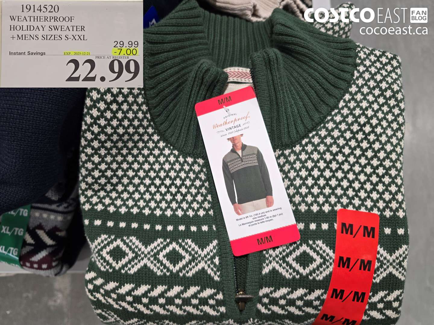 1914520 WEATHERPROOF HOLIDAY SWEATER + MENS SIZES S-XXL ($7.00 INSTANT SAVINGS EXPIRES ON 2025-12-21) $22.99