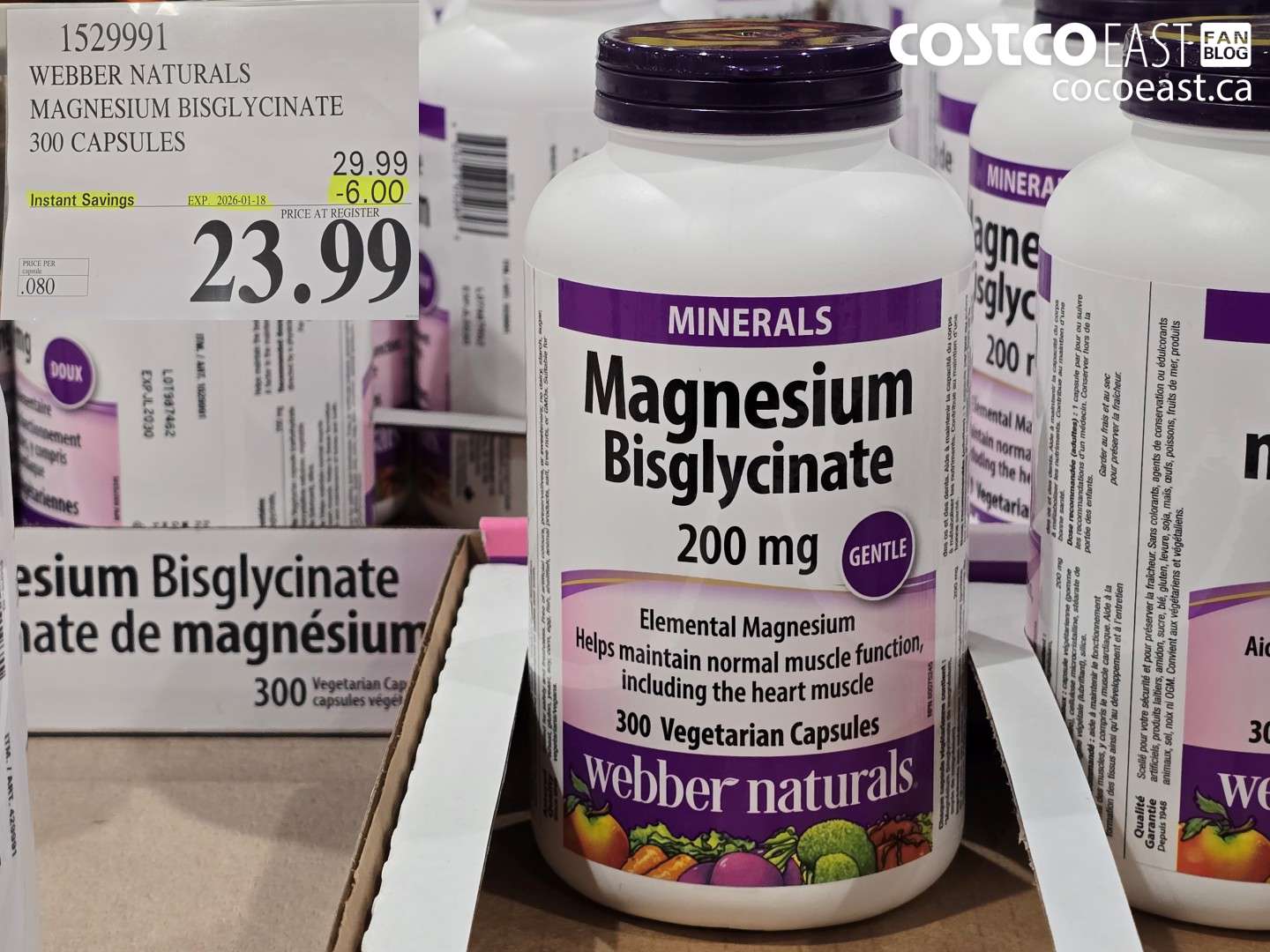1529991 WEBBER NATURALS MAGNESIUM BISGLYCINATE 300 CAPSULES ($6.00 INSTANT SAVINGS EXPIRES ON 2026-01-18) $23.99