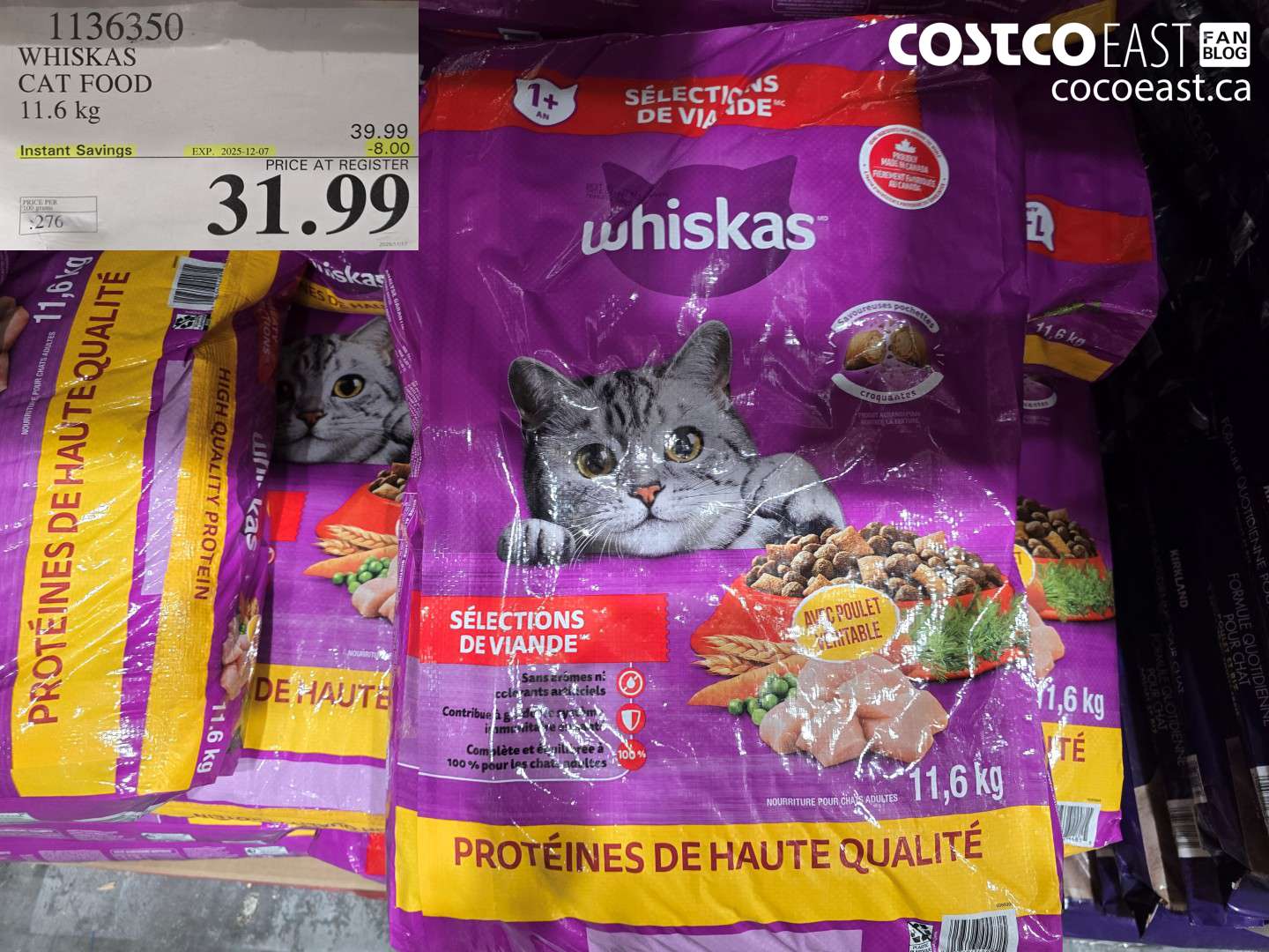 1136350 WHISKAS DRY CAT FOOD 11.6 kg ($8.00 INSTANT SAVINGS EXPIRES ON 2025-12-07) $31.99