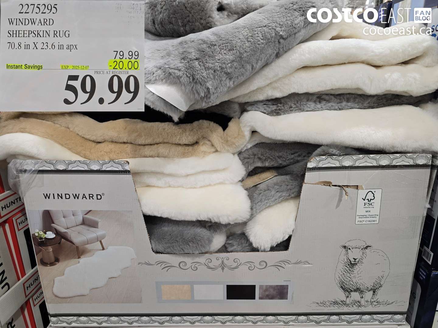 2275295 WINDWARD SHEEPSKIN RUG 70.8 in X 23.6 in apx ($20.00 INSTANT SAVINGS EXPIRES ON 2025-12-07) $59.99