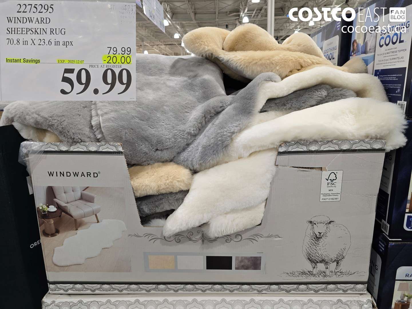2275295 WINDWARD SHEEPSKIN RUG 70.8 in X 23.6 in apx ($20.00 INSTANT SAVINGS EXPIRES ON 2025-12-07) $59.99