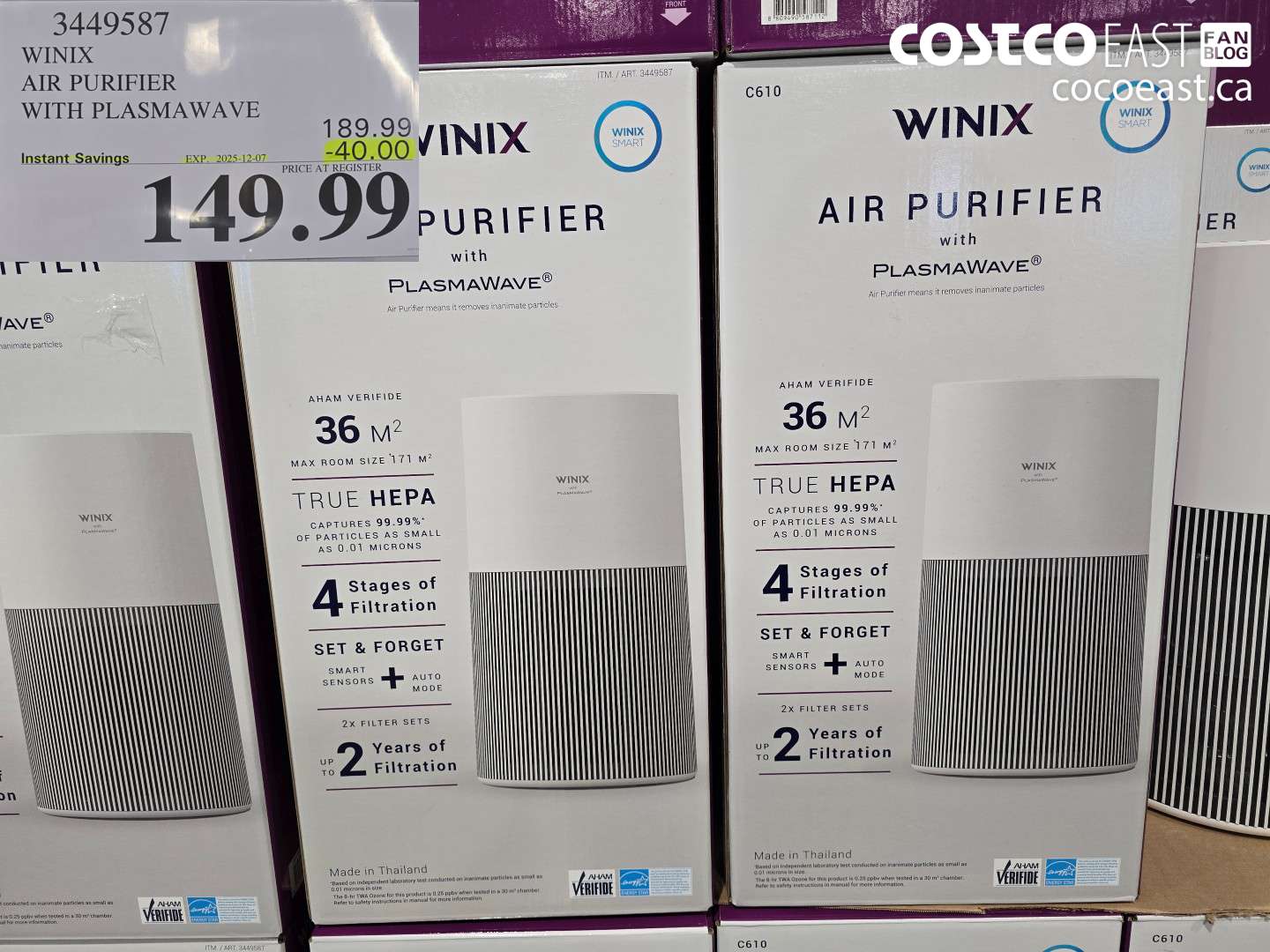 3449587 WINIX AIR PURIFIER WITH PLASMAWAVE ($40.00 INSTANT SAVINGS EXPIRES ON 2025-12-07) $149.99