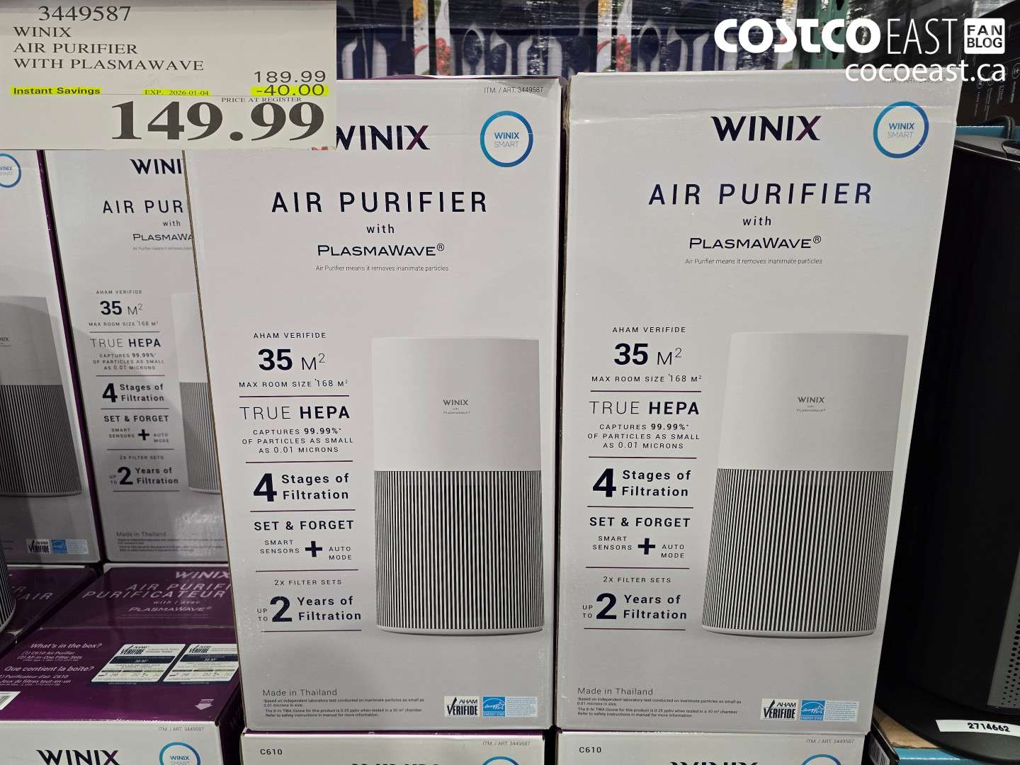 3449587 WINIX AIR PURIFIER WITH PLASMAWAVE ($40.00 INSTANT SAVINGS EXPIRES ON 2026-01-04) $149.99