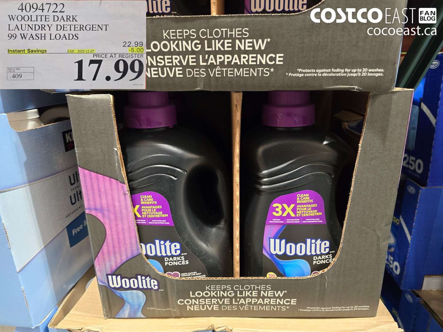 4094722 WOOLITE DARK LAUNDRY DETERGENT 99 wash loads ($5.00 INSTANT SAVINGS EXPIRES ON 2025-12-07) $17.99