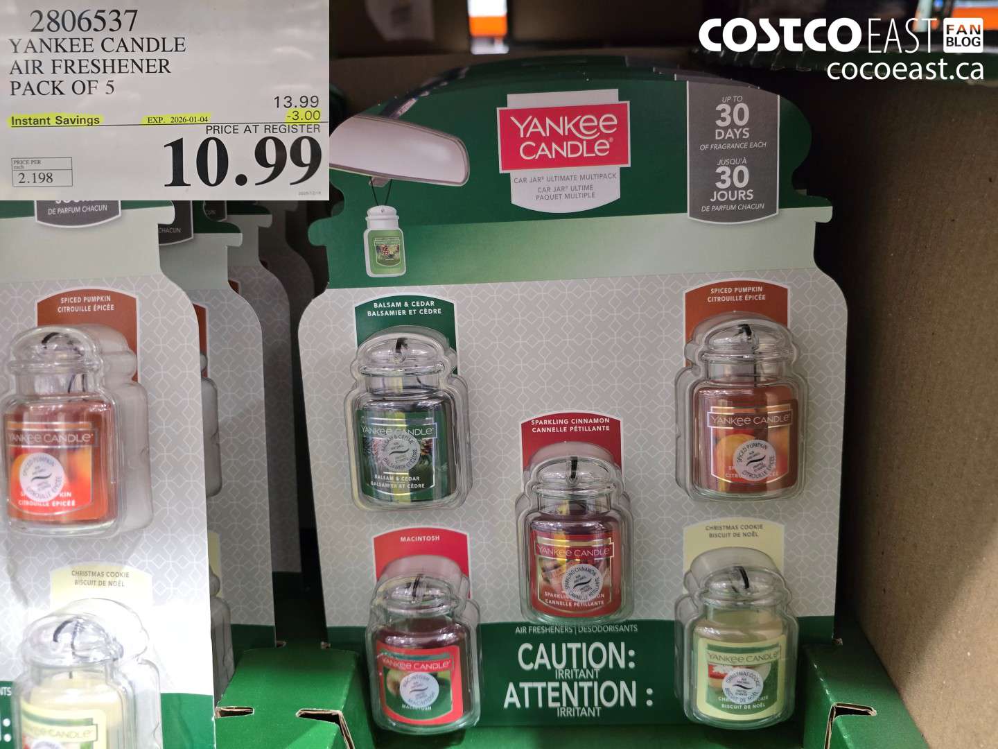 2806537 YANKEE CANDLE AIR FRESHENER PACK OF 5 ($3.00 INSTANT SAVINGS EXPIRES ON 2026-01-04) $10.99