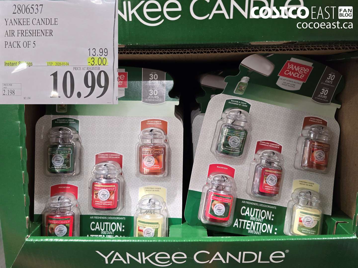 2806537 YANKEE CANDLE AIR FRESHENER PACK OF 5 ($3.00 INSTANT SAVINGS EXPIRES ON 2026-01-04) $10.99