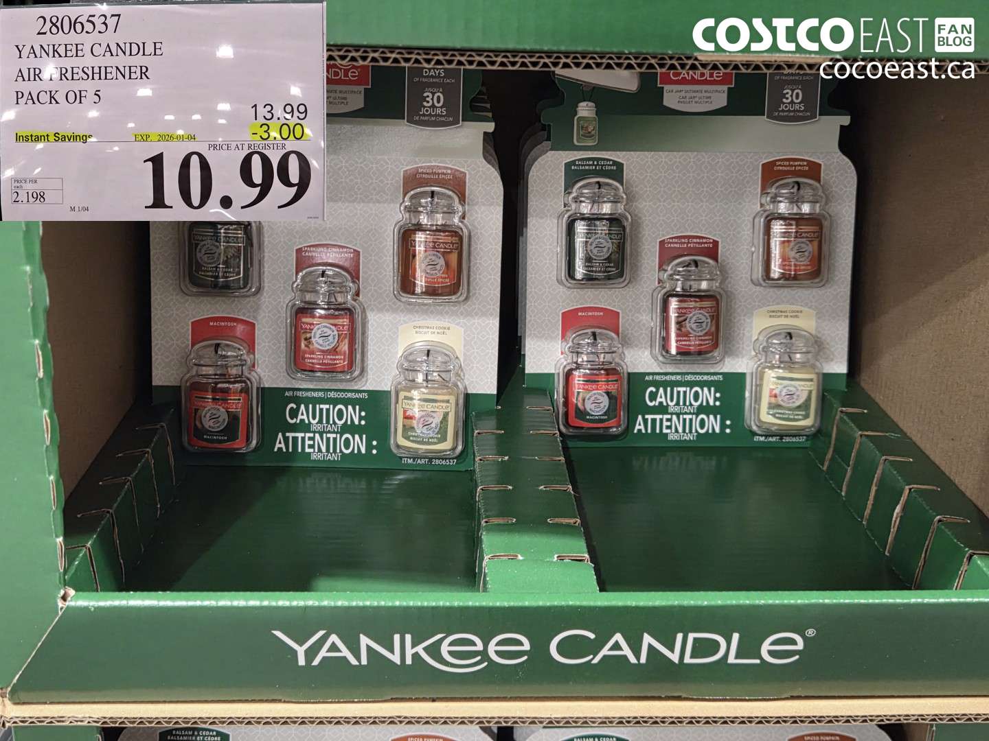 2806537 YANKEE CANDLE AIR FRESHENER PACK OF 5 ($3.00 INSTANT SAVINGS EXPIRES ON 2026-01-04) $10.99