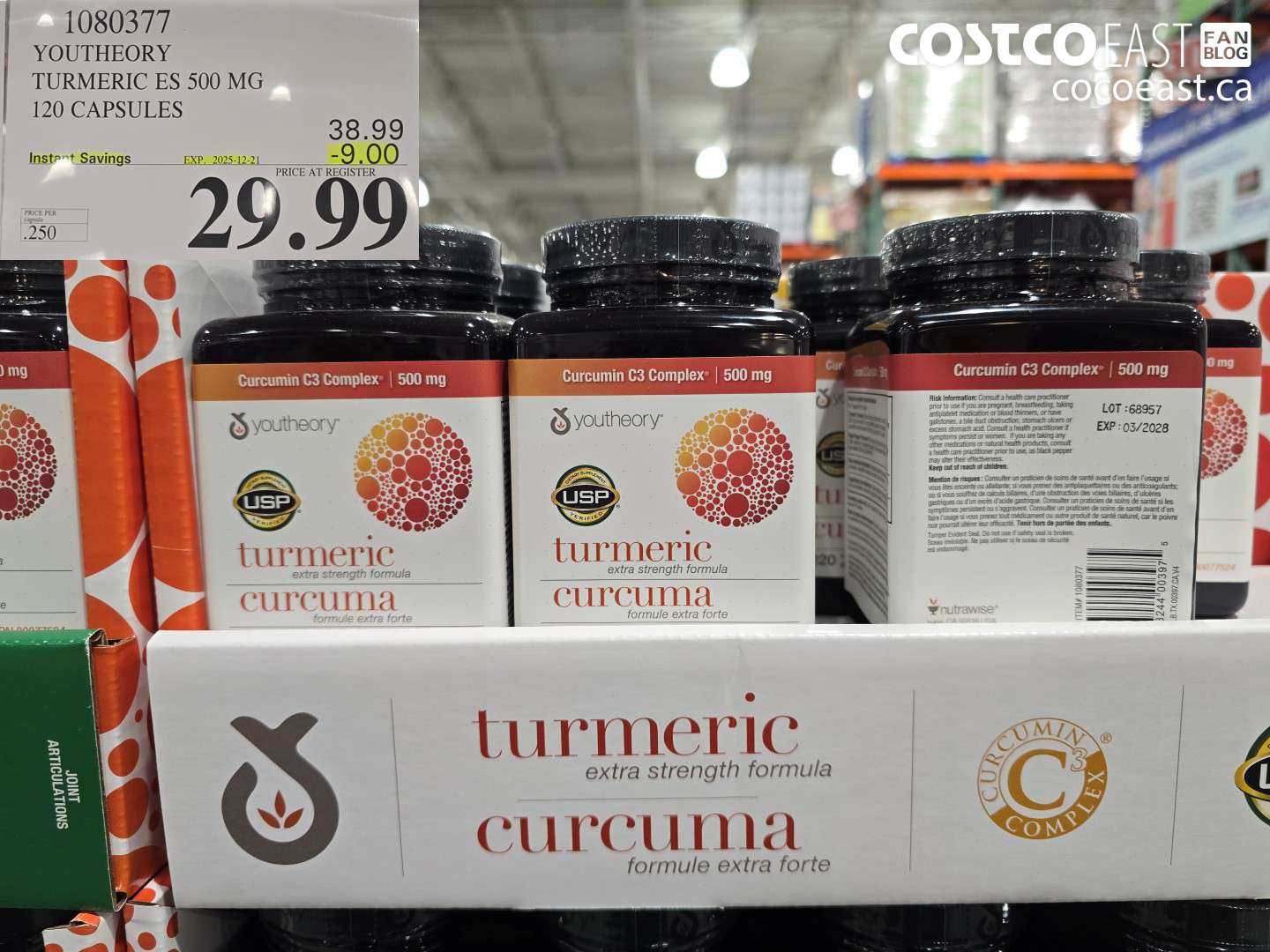 1080377 YOUTHEORY TUMERIC ES 120 VEGGIE CAPSULES ($9.00 INSTANT SAVINGS EXPIRES ON 2025-12-21) $29.99