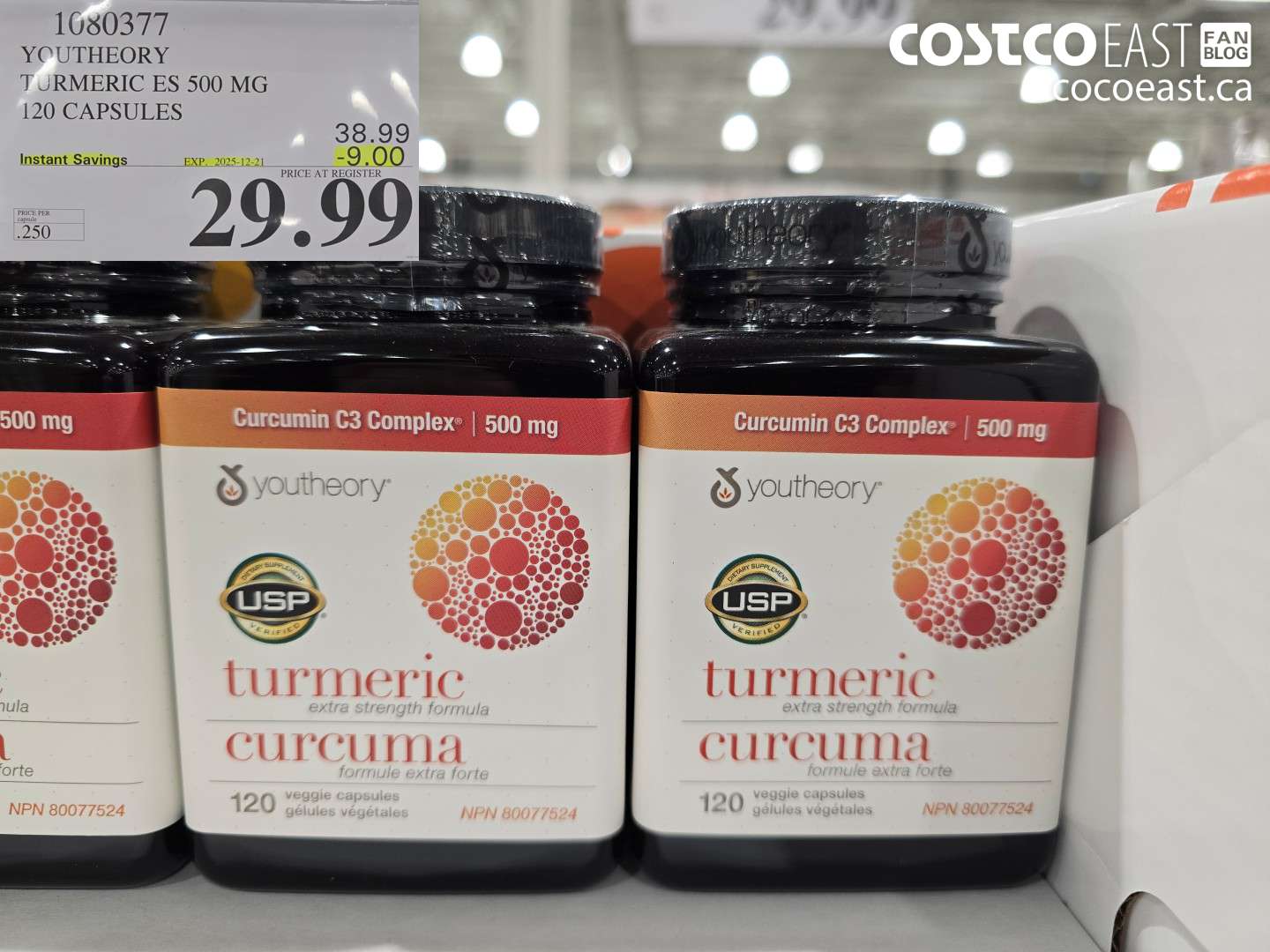 1080377 YOUTHEORY TUMERIC ES 120 VEGGIE CAPSULES ($9.00 INSTANT SAVINGS EXPIRES ON 2025-12-21) $29.99