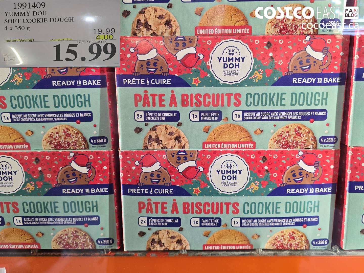 1991409 YUMMY DOH SOFT COOKIE DOUGH 4 x 350 g ($4.00 INSTANT SAVINGS EXPIRES ON 2025-12-24) $15.99
