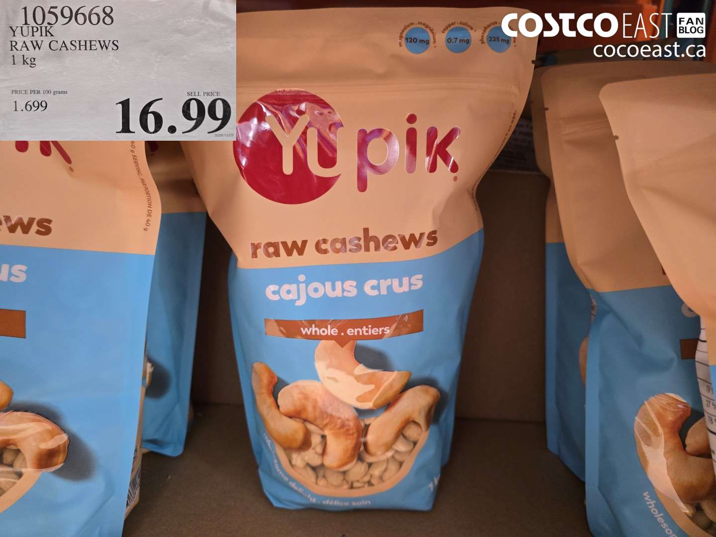 1059668 YUPIK RAW CASHEWS 1 KG $16.99