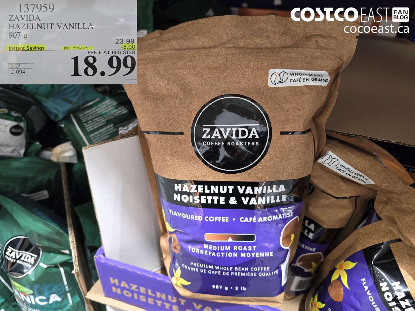 137959 ZAVIDA HAZELNUT VANILLA 907G ($5.00 INSTANT SAVINGS EXPIRES ON 2025-12-21) $18.99