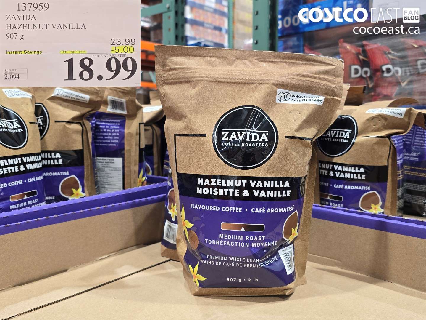 137959 ZAVIDA HAZELNUT VANILLA 907G ($5.00 INSTANT SAVINGS EXPIRES ON 2025-12-21) $18.99