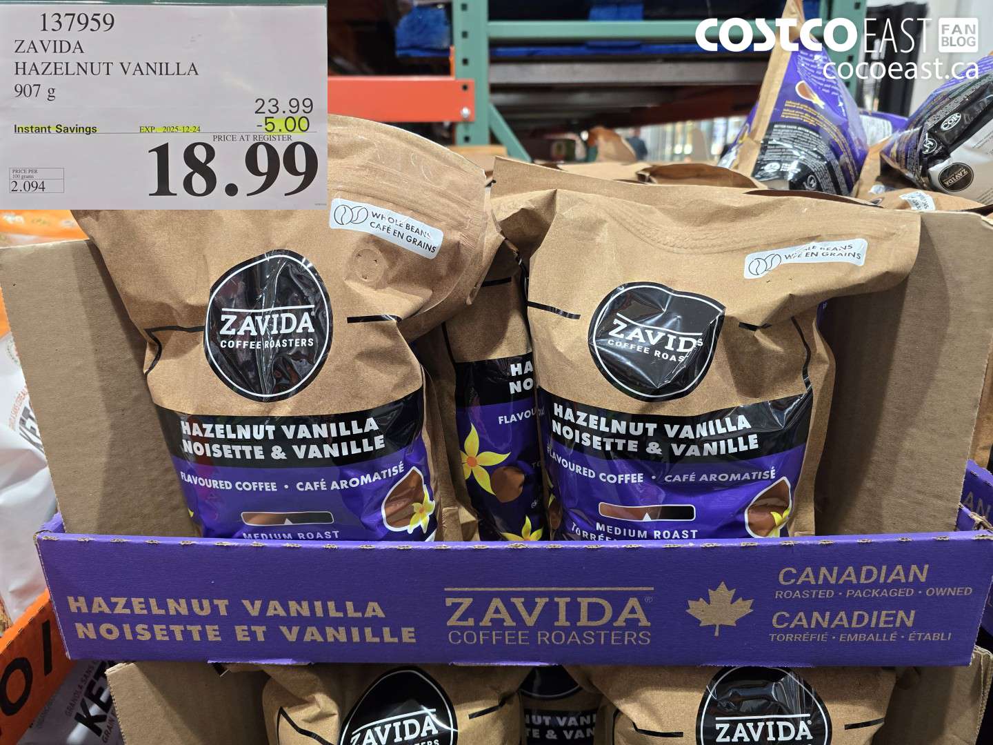 137959 ZAVIDA HAZELNUT VANILLA 907G ($5.00 INSTANT SAVINGS EXPIRES ON 2025-12-24) $18.99