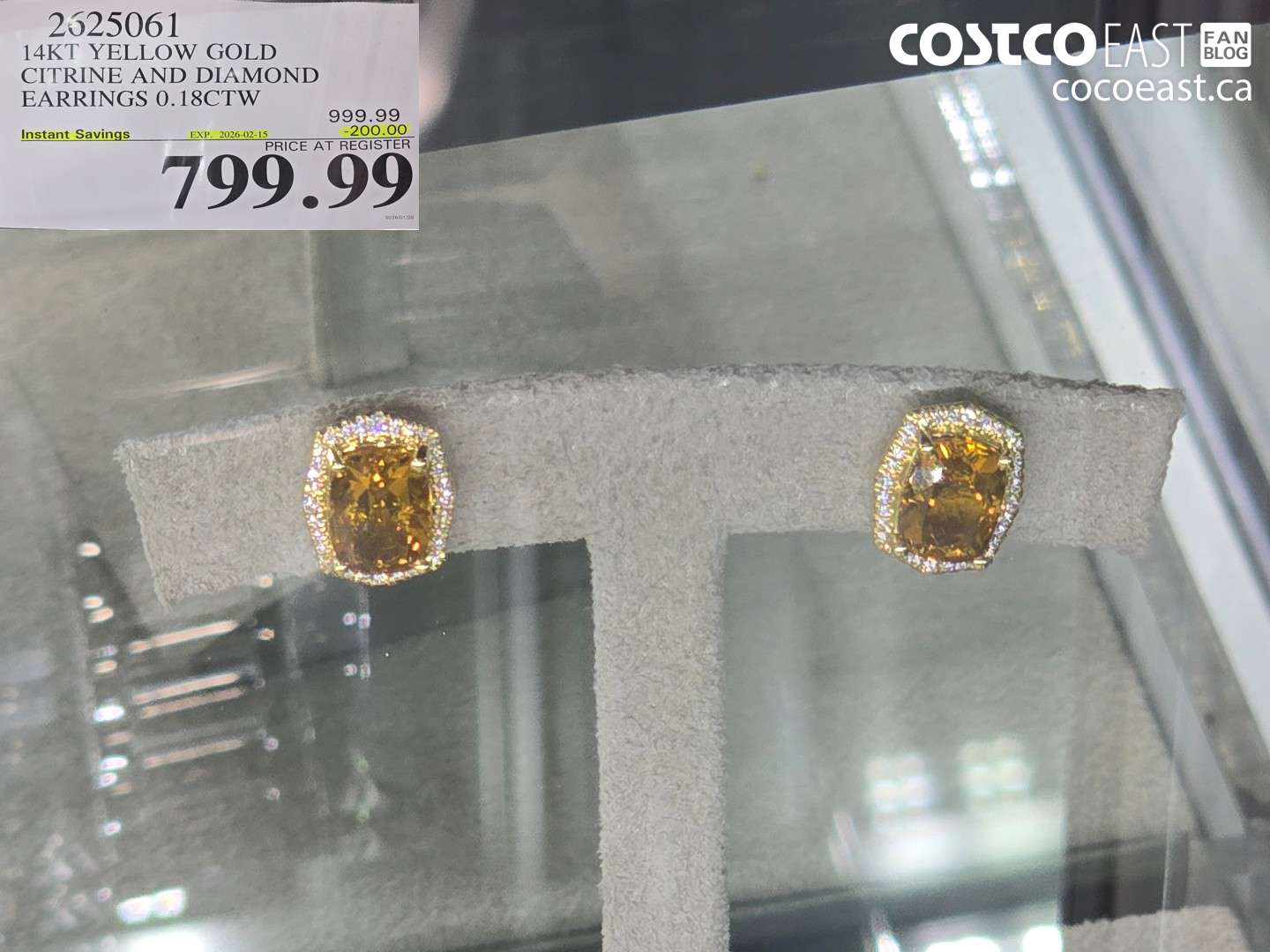 2925061 14KT YELLOW GOLD CITRINE AND DIAMOND EARRINGS 0.18CTW ($200.00 INSTANT SAVINGS EXPIRES ON 2026-02-15) $799.99