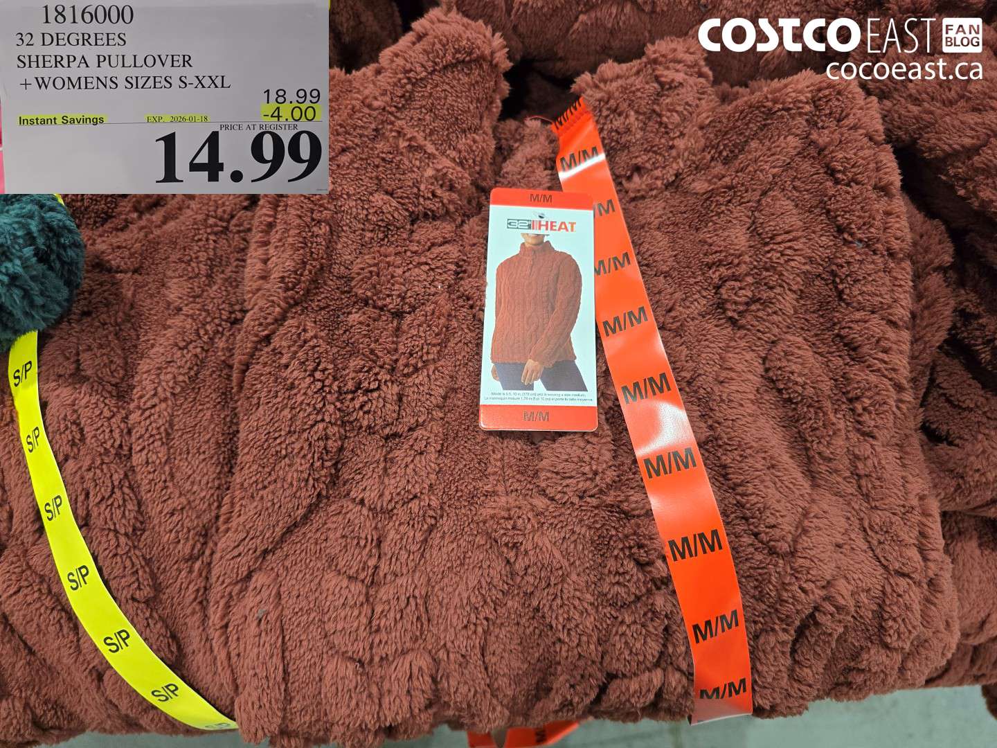 1816000 32 DEGREES SHERPA PULLOVER + LADIES SIZES S-XXL ($4.00 INSTANT SAVINGS EXPIRES ON 2026-01-18) $14.99