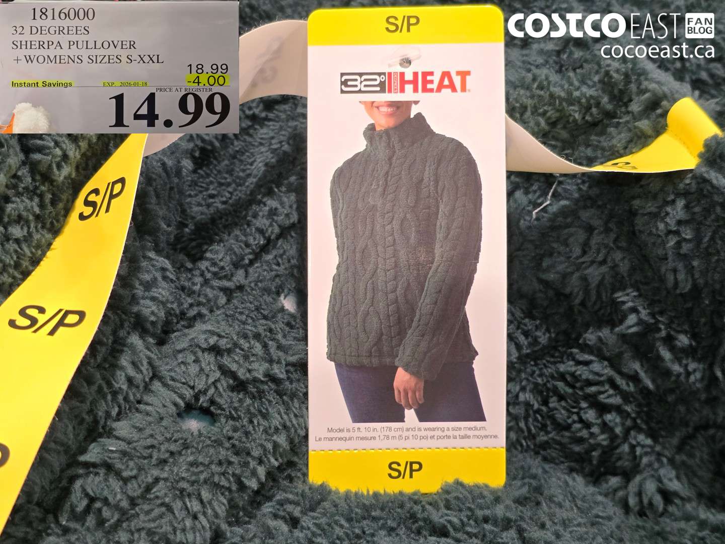1816000 32 DEGREES SHERPA PULLOVER + LADIES SIZES S-XXL ($4.00 INSTANT SAVINGS EXPIRES ON 2026-01-18) $14.99