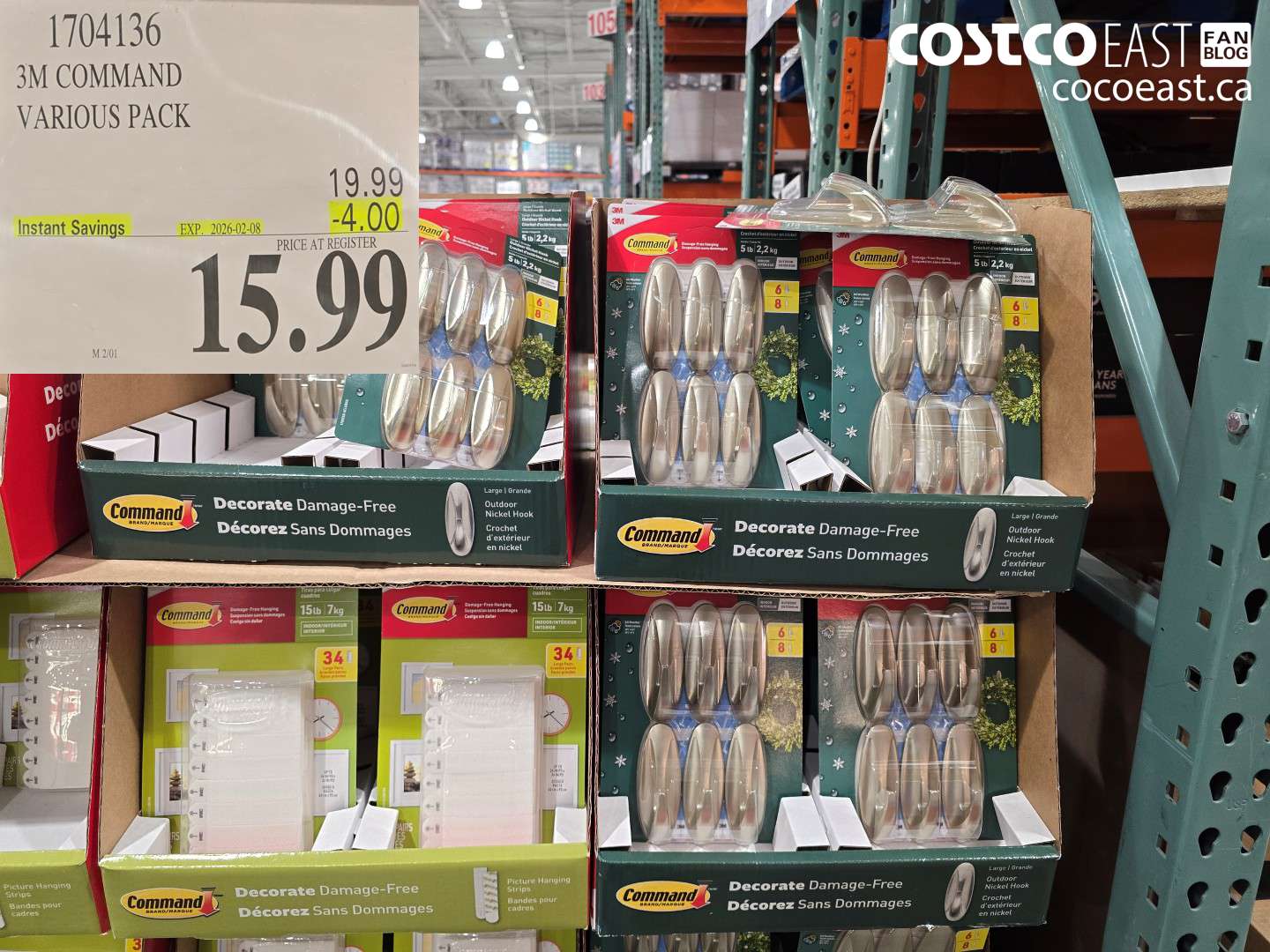 1704136 3M COMMAND VARIOUS PACK ($4.00 INSTANT SAVINGS EXPIRES ON 2026-02-08) $15.99