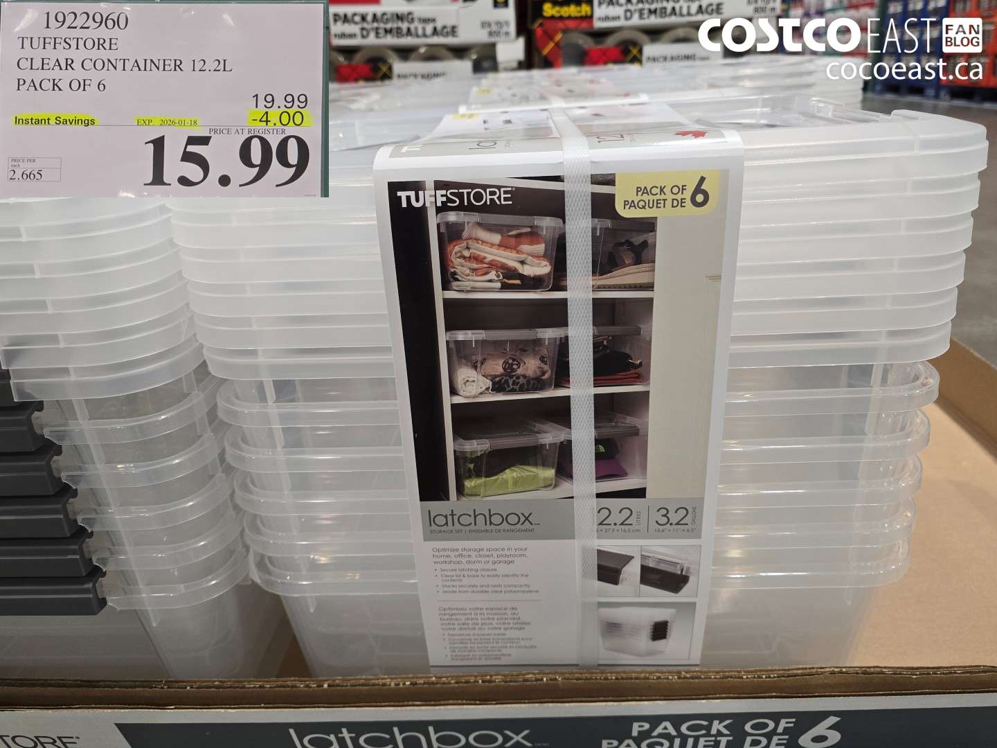 1922960 ACCENT CLEAR CONTAINER 12.2 L PACK OF 6 ($4.00 INSTANT SAVINGS EXPIRES ON 2026-01-18) $15.99