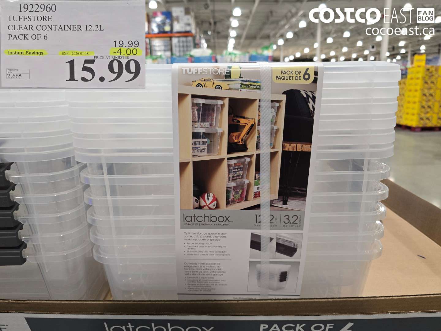 1922960 ACCENT CLEAR CONTAINER 12.2 L PACK OF 6 ($4.00 INSTANT SAVINGS EXPIRES ON 2026-01-18) $15.99