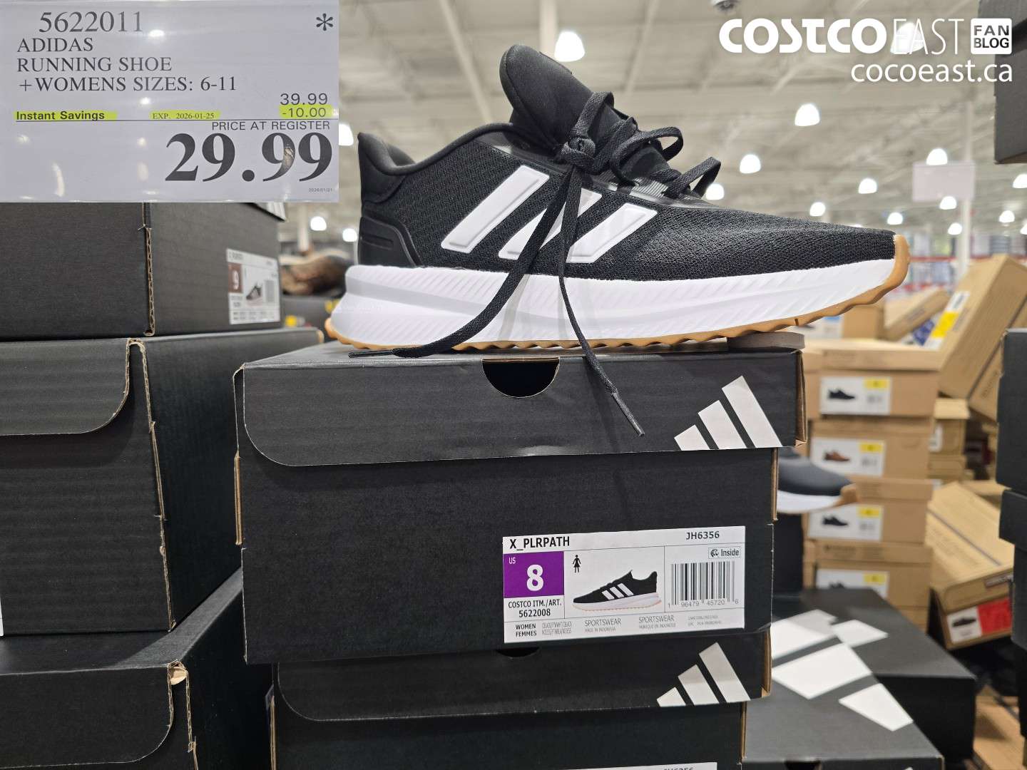 5622011 ADIDAS RUNNING SHOE + WOMENS SIZES: 6-11 ($10.00 INSTANT SAVINGS EXPIRES ON 2026-01-25) $29.99