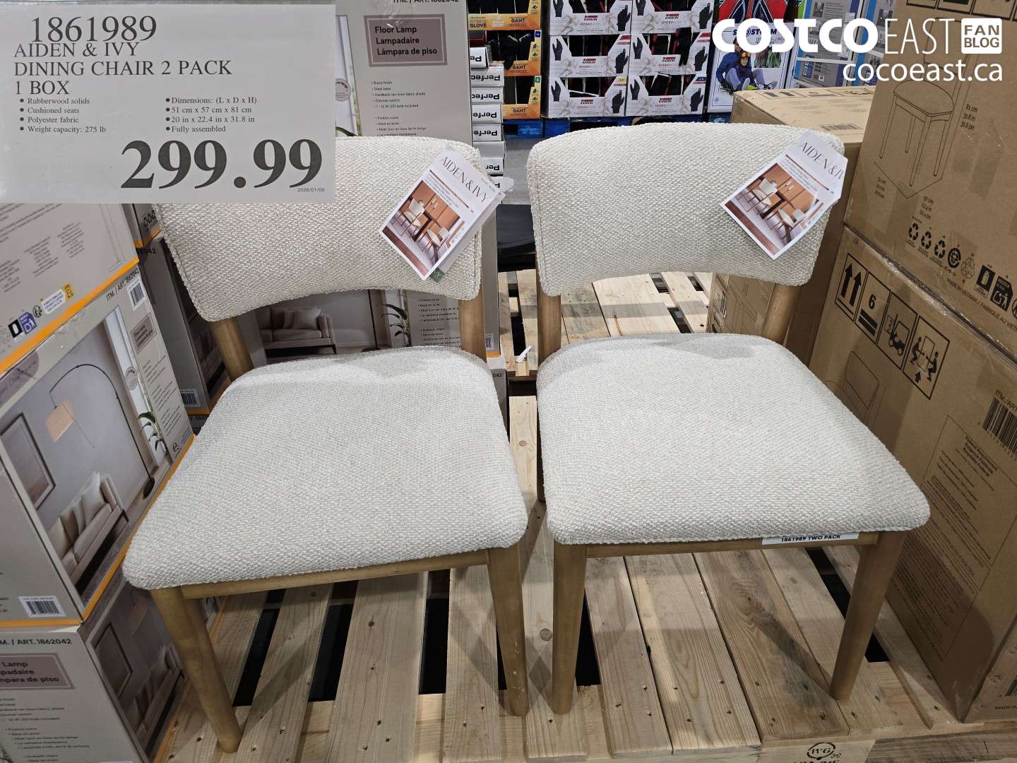 1861989 AIDEN & IVY DINING CHAIR 2 PACK 1 BOX $299.99