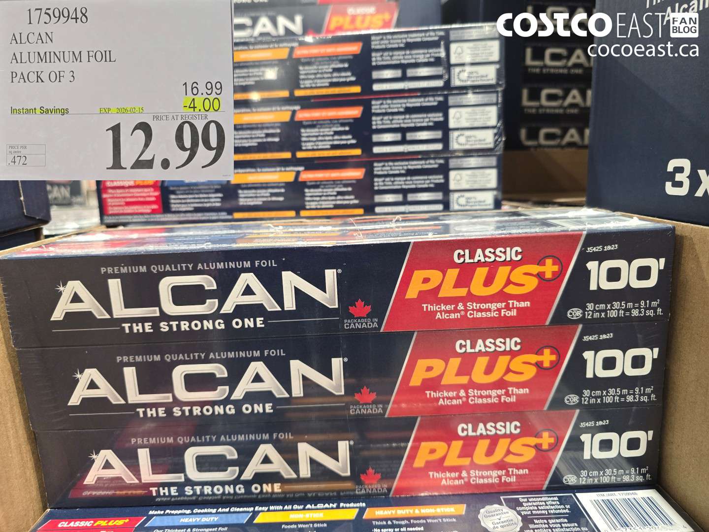 1759948 ALCAN ALUMINUM FOIL PACK OF 3 ($4.00 INSTANT SAVINGS EXPIRES ON 2026-02-15) $12.99