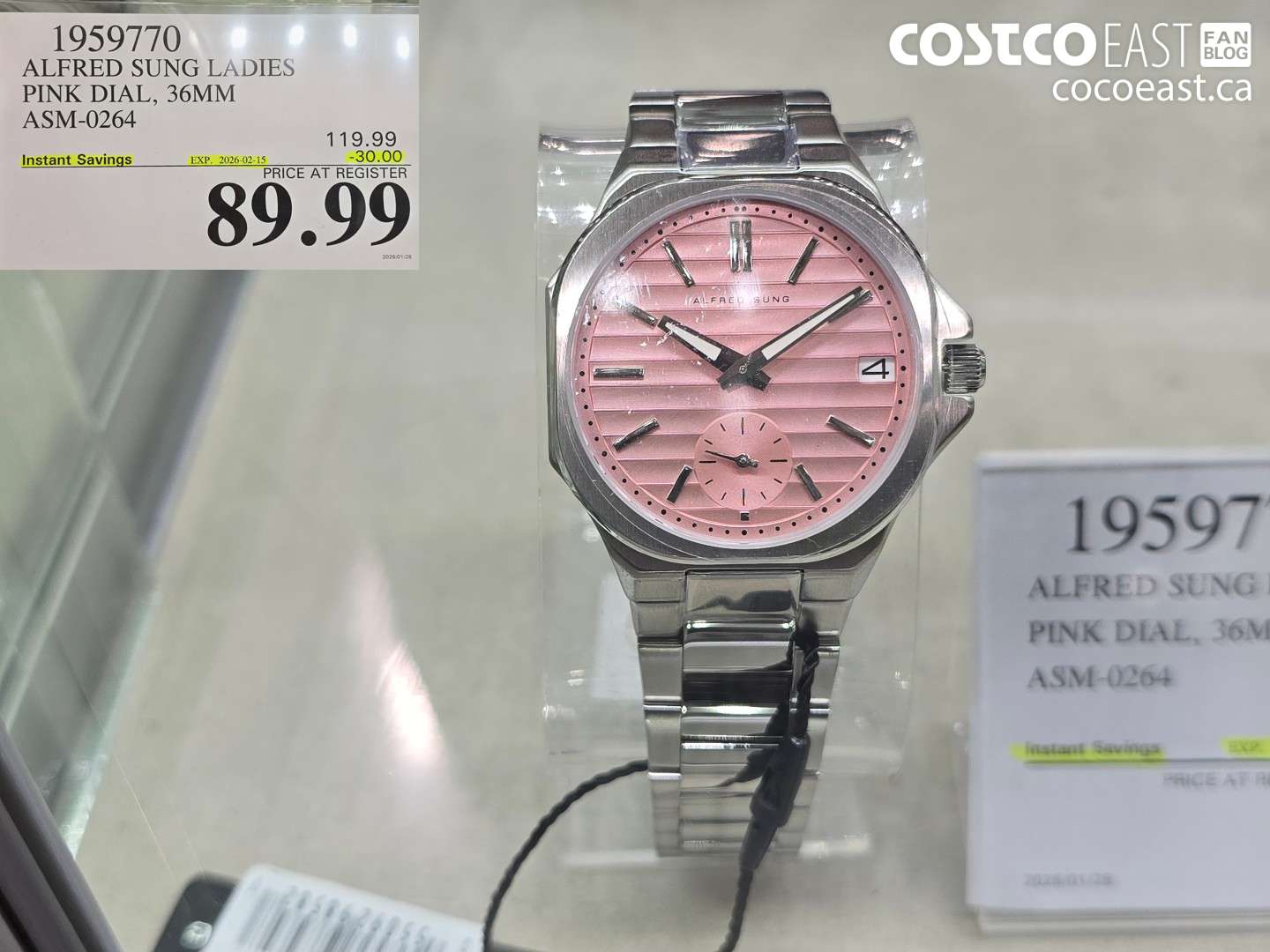 1959770 ALFRED SUNG LADIES PINK DIAL, 36MM ASM-0264 ($30.00 INSTANT SAVINGS EXPIRES ON 2026-02-15) $89.99