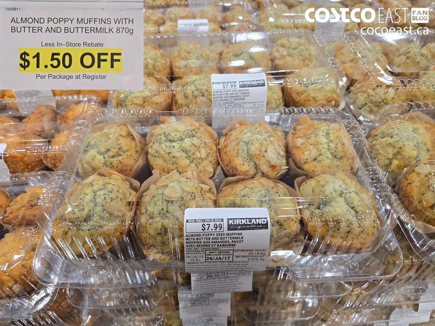 1989911 ALMOND POPPY MUFFINS WITH BUTTER AND BUTTERMILK 870g ($1.50 INSTANT SAVINGS)