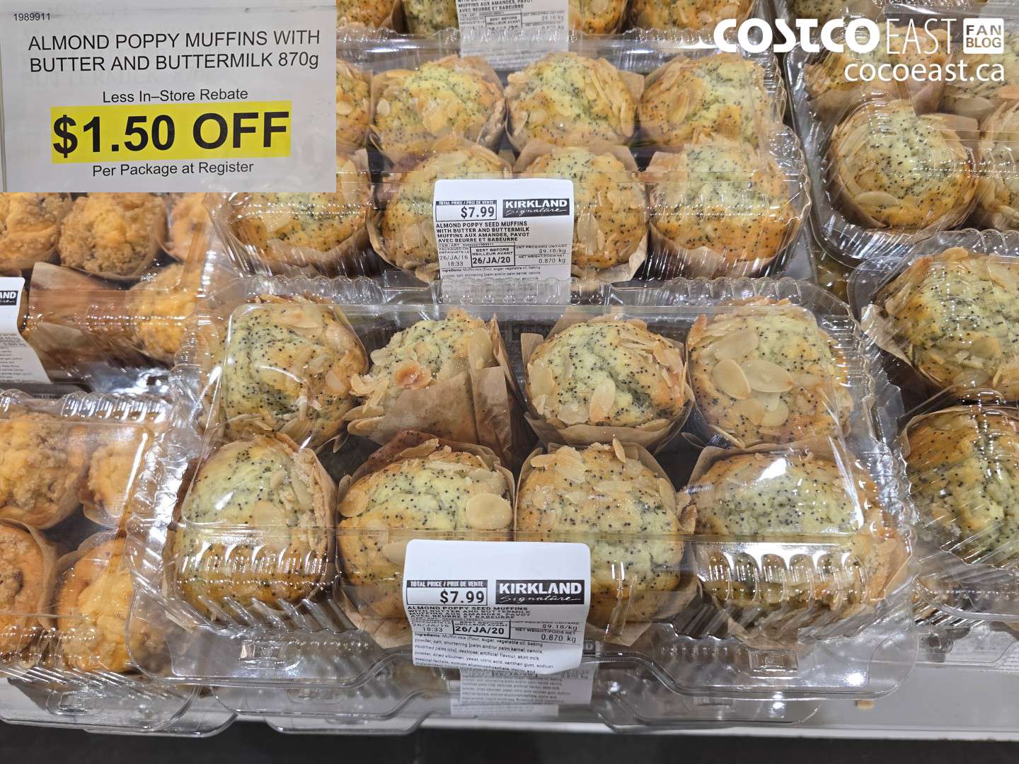 1989911 ALMOND POPPY MUFFINS WITH BUTTER AND BUTTERMILK 870g ($1.50 INSTANT SAVINGS)