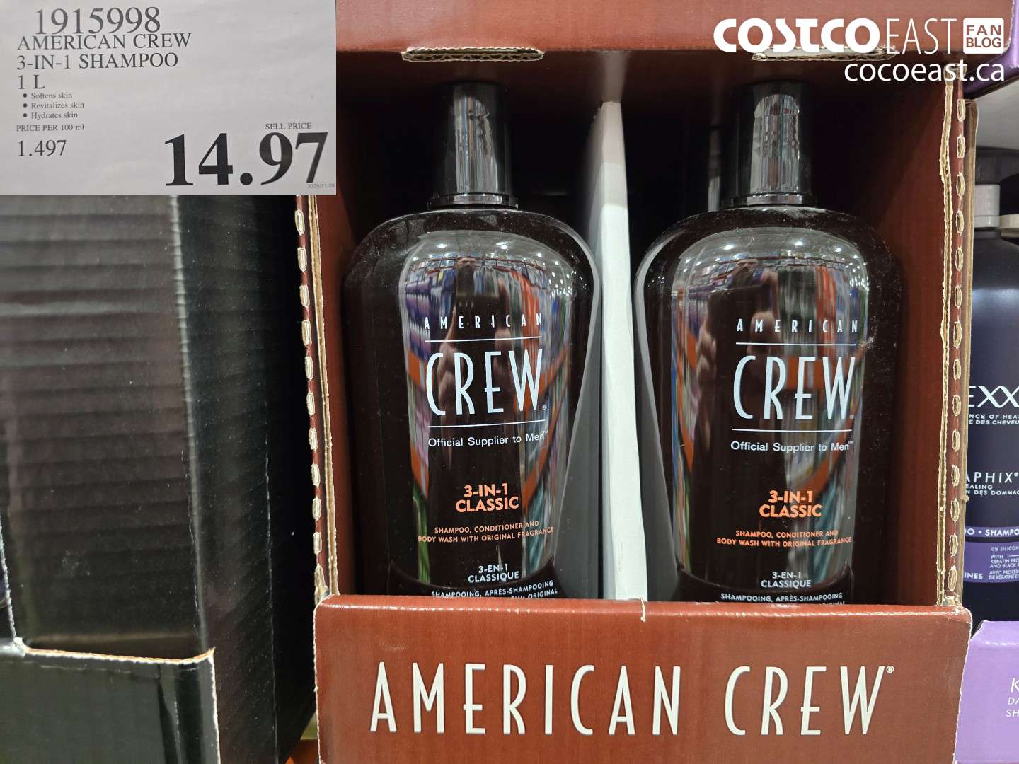 1915998 AMERICAN CREW 3-IN-1 SHAMPOO 1 L $14.97