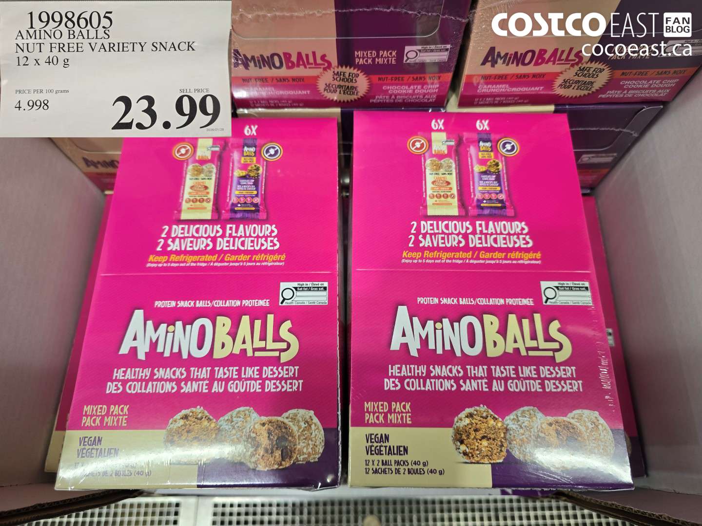 1998605 AMINO BALLS NUT FREE VARIETY SNACK 12x 40 g $23.99