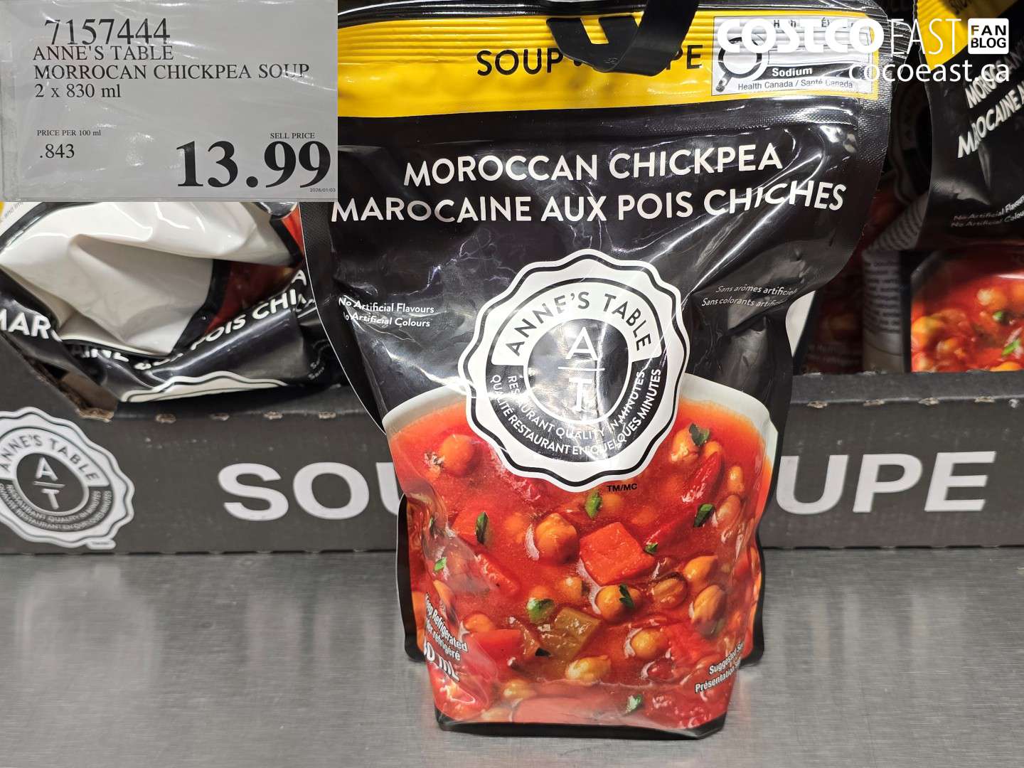 7157444 ANNE'S TABLE MORROCAN CHICKPEA SOUP 2 X 830 ml $13.99