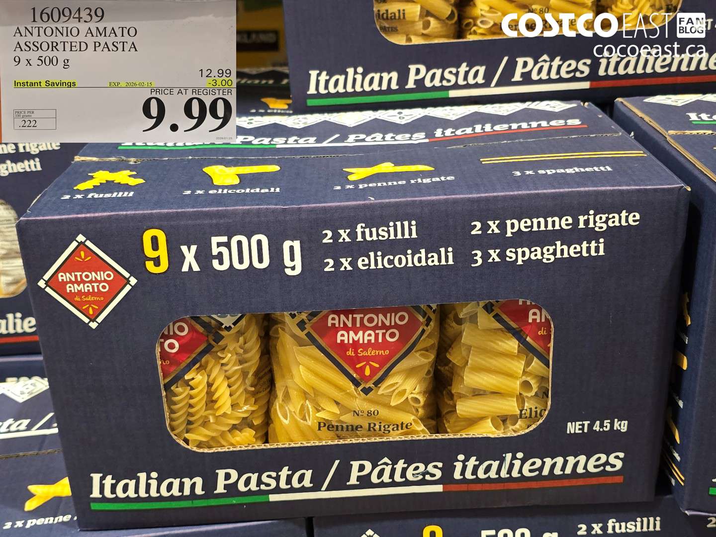 1609439 ANTONIO AMATO ASSORTED PASTA 9 x 500 g ($3.00 INSTANT SAVINGS EXPIRES ON 2026-02-15) $9.99