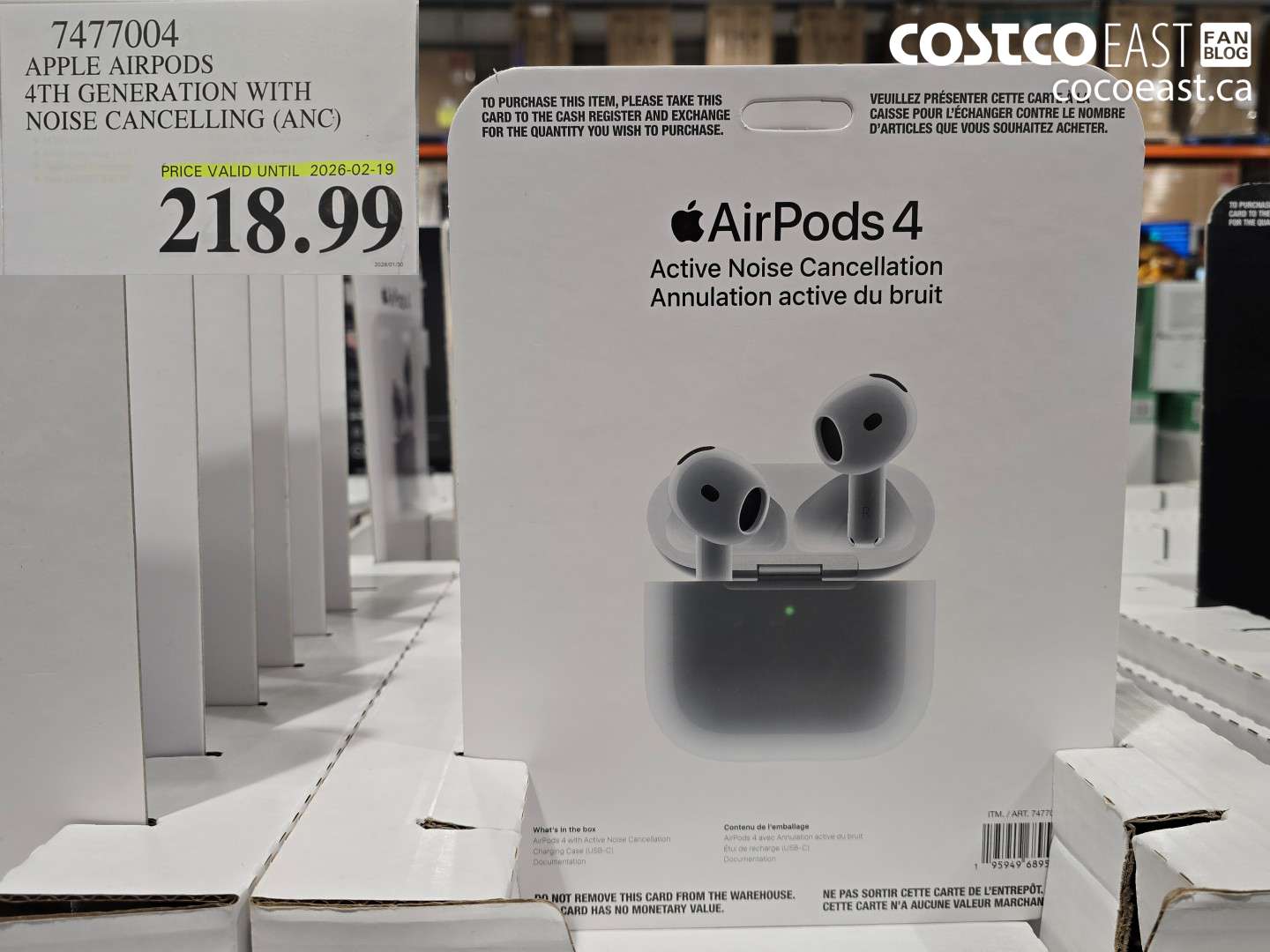 7477004 APPLE AIRPODS 4TH GENERATION WITH NOISE CANCELLING (ANC) $218.99