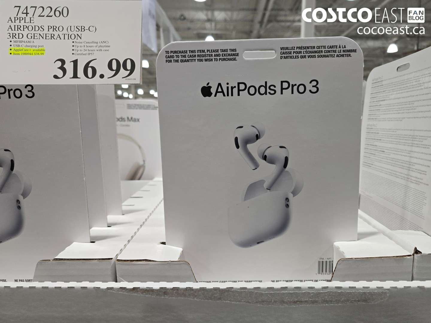 7472260 APPLE AIRPODS PRO (USB-C) 3RD GENERATION $316.99
