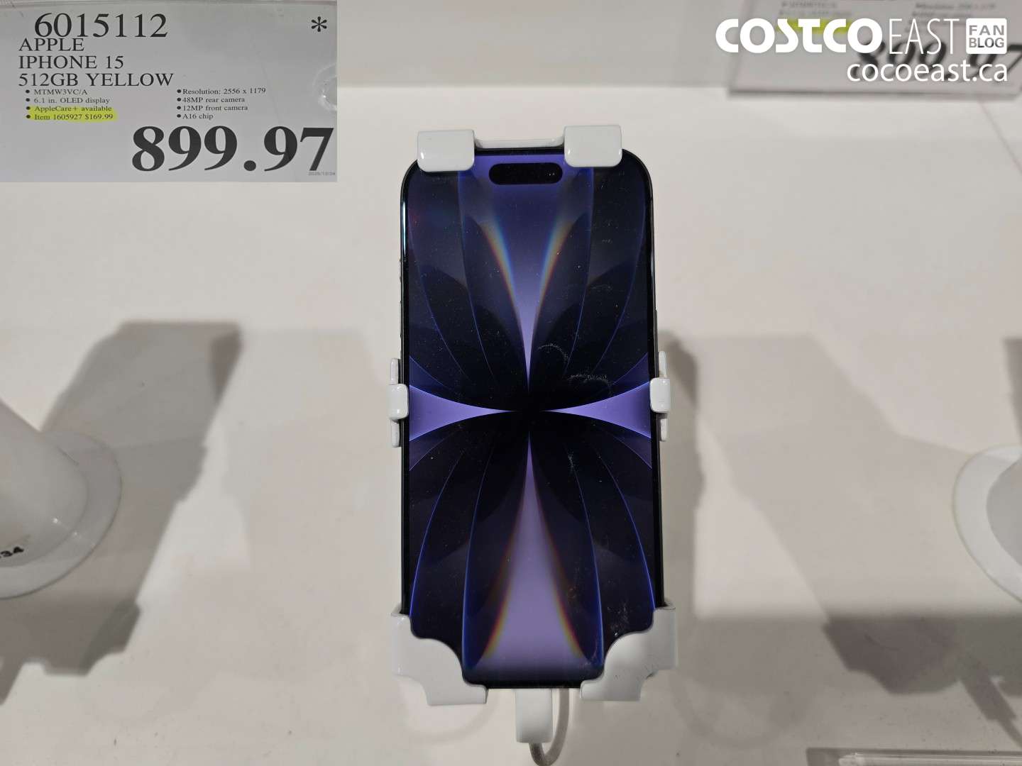 6015112 APPLE IPHONE 15 512GB YELLOW $899.97